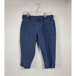 St Johns Bay Womens Petite 10P Capri Jeans Dark Wash Stretch Denim Cropped Pants